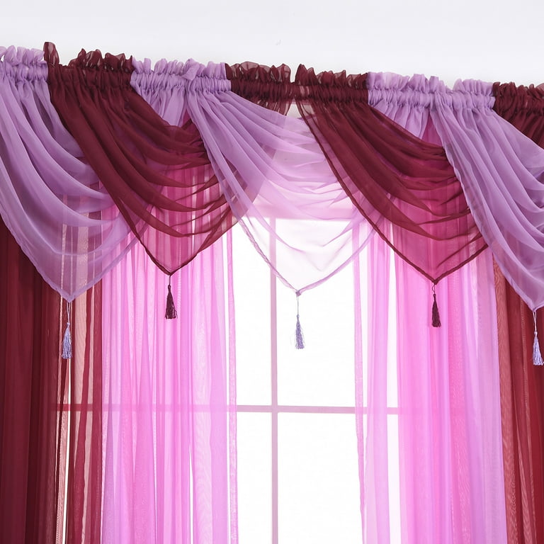 Pure Color Single Plain Tulle Voile Net Curtain Sheer Panels Slot Curtains Top 